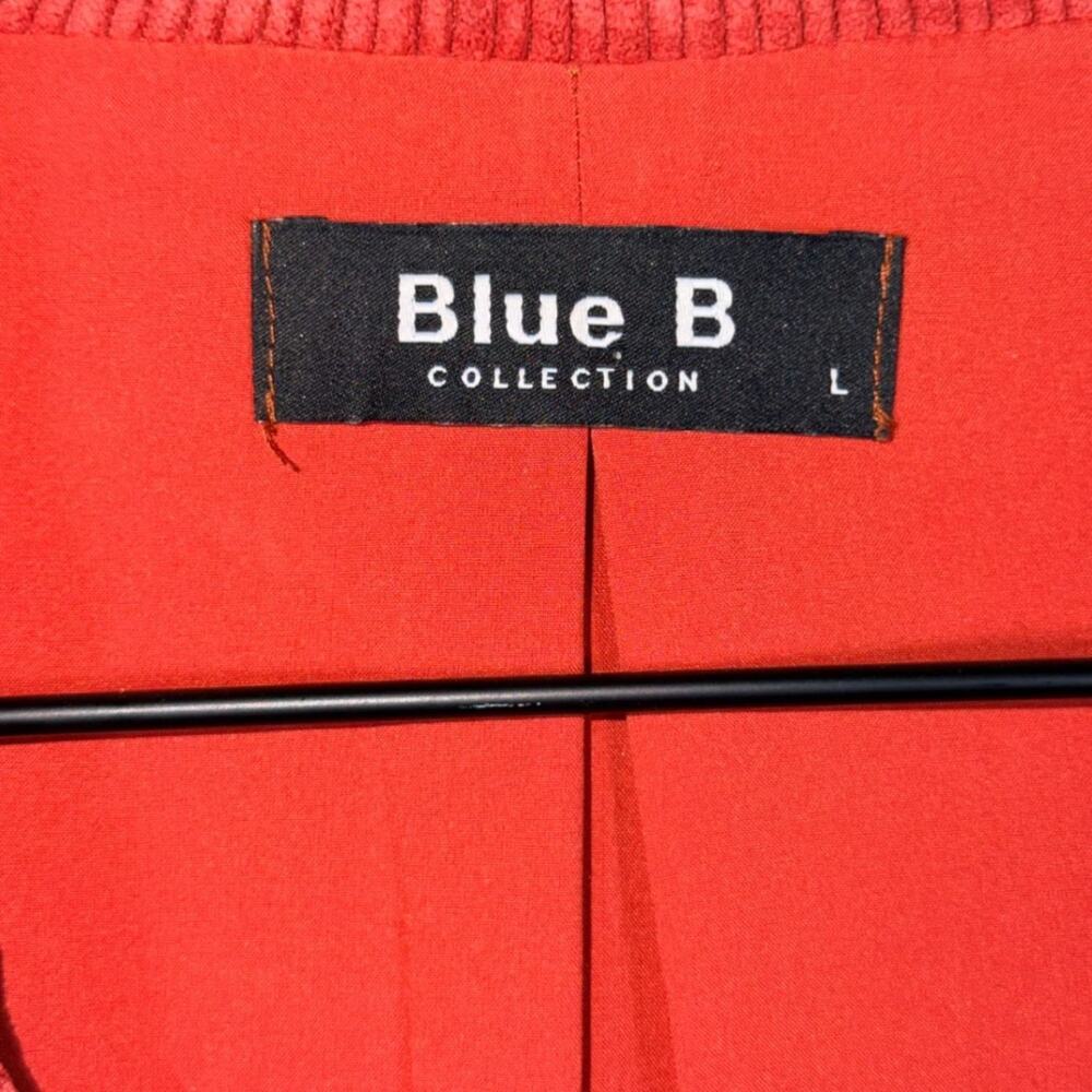 Blue B Collection Womens Blazer Jacket L Coral Red Corduroy Single Button Casual - Picture 2 of 5